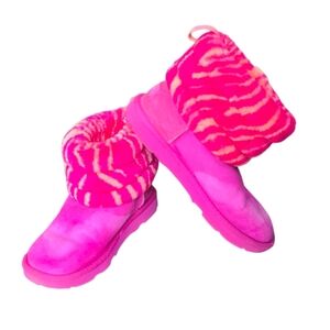 UGG Kids Boots Bright Pink Patterned Cuff